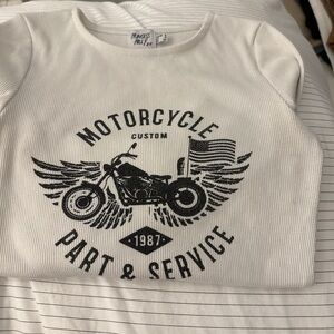 Princess Polly LS White Motorcycle Graphic Tee